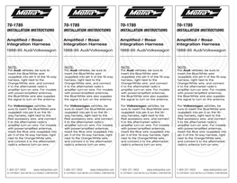 70-1785 70-1785 70-1785 70-1785 Installation Instructions Installation Instructions Installation Instructions Installation Instructions