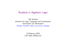 Dualities in Algebraic Logic