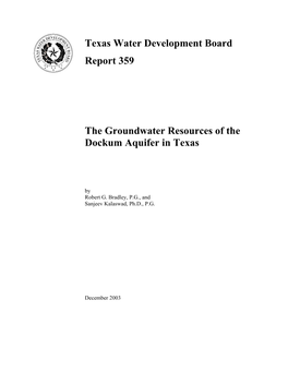 The Groundwater Resources of the Dockum Aquifer in Texas