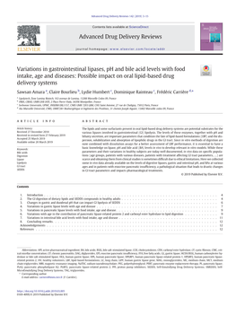 Variations in Gastrointestinal Lipases, Ph and Bile Acid Levels with Food Intake, Age and Diseases: Possible Impact on Oral Lipid-Based Drug Delivery Systems