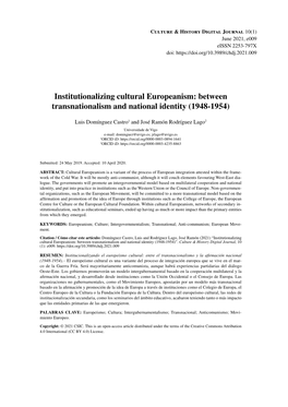 Between Transnationalism and National Identity (1948-1954)