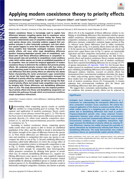 Applying Modern Coexistence Theory to Priority Effects