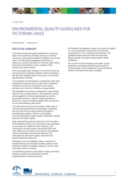 Environmental Quality Guidelines for Victorian Lakes