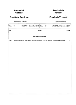 Provincial Gazette Free State Province Provinsiale Koerant Provinsie