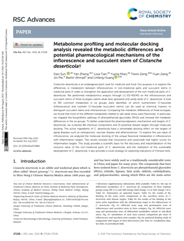 Metabolome Profiling and Molecular Docking Analysis Revealed The