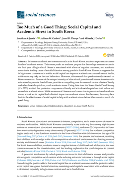 Social Capital and Academic Stress in South Korea