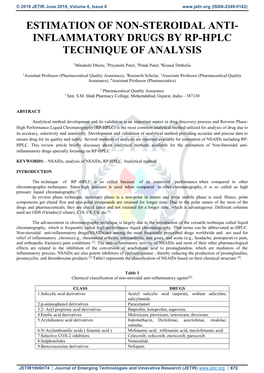 Inflammatory Drugs by Rp-Hplc Technique of Analysis