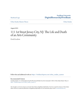 111 1St Street Jersey City, NJ: the Life and Death of an Arts Community David Goodwin