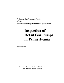 Inspection of Retail Gas Pumps in Pennsylvania