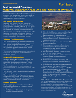 Fact Sheet Environmental Programs Material Disposal Areas and the Threat of Wildfire