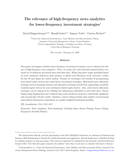 The Relevance of High-Frequency News Analytics for Lower-Frequency Investment Strategies∗