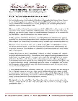 Rocky Mountain Christmas Packs Hht