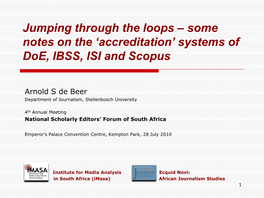 System of DHET, IBSS, ISI and Scopus