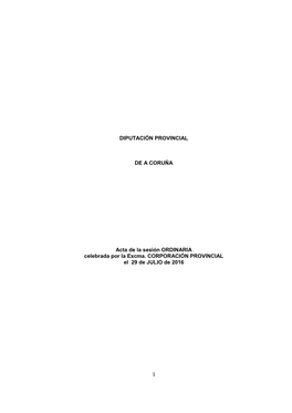 1 DIPUTACIÓN PROVINCIAL DE a CORUÑA Acta De La Sesión