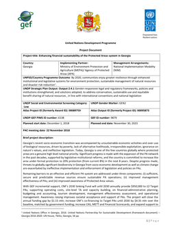 Enhancing Financial Sustainability of the Protected Areas System in Georgia