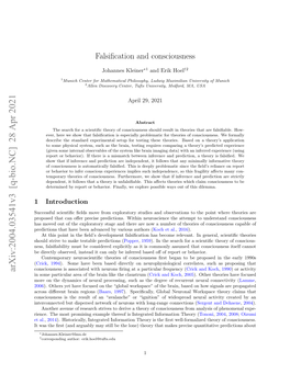 Arxiv:2004.03541V3 [Q-Bio.NC] 28 Apr 2021 in Some Particular Area of the Brain Like the Claustrum (Crick and Koch, 2005)