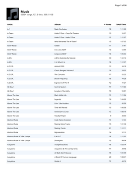 55954 Songs, 137.5 Days, 339.51 GB Page 1 of 96 Artist Album
