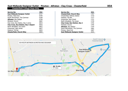 East Midlands Designer Outlet - Pinxton - Alfreton - Clay Cross - Chesterfield X54 Chesterfield College Days Only