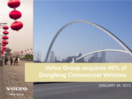 Volvo Group Acquires 45% of Dongfeng Commercial Vehicles