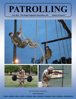 June 2021 75Th Ranger Regiment Association, INC. Volume 33 Issue Ll