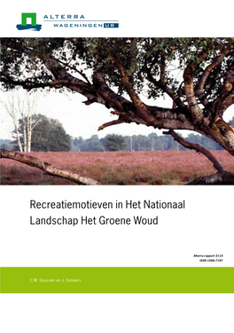 Recreatiemotieven in Het Nationaal Landschap Het Groene Woud