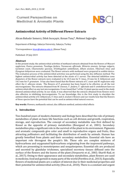 Antimicrobial Activity of Different Flower Extracts