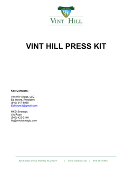Vint Hill Press Kit