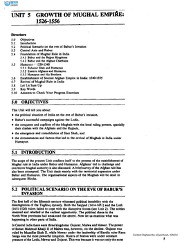 Unit 5 Growth of Mughal Empire: I