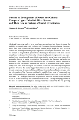 European Upper Paleolithic River Systems and Their Role As Features of Spatial Organization