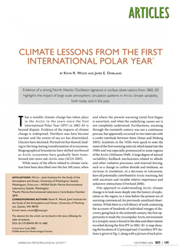 Climate Lessons from the First International Polar Year*