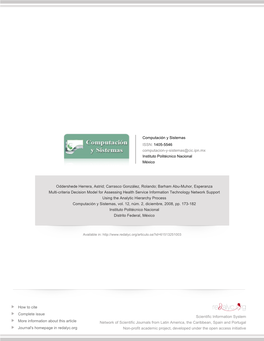 Redalyc.Multi-Criteria Decision Model for Assessing Health Service