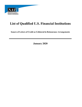 List of Qualified U.S. Financial Institutions