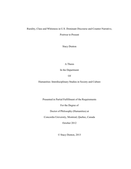 Rurality, Class and Whiteness in U.S. Dominant Discourse and Counter-Narrative