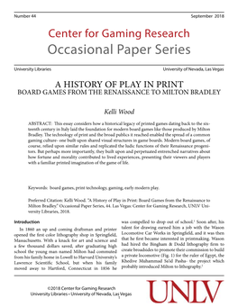 A History of Play in Print Board Games from the Renaissance to Milton Bradley