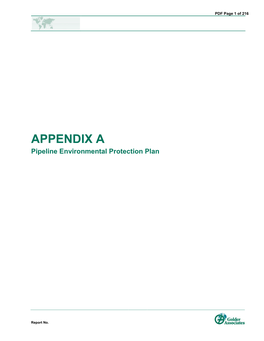 APPENDIX a Pipeline Environmental Protection Plan