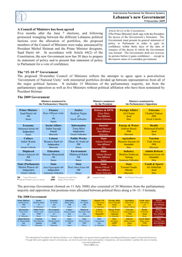 Lebanon's New Government