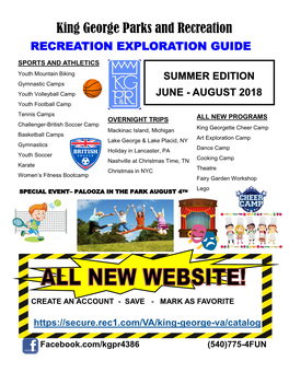 King George Parks and Recreation RECREATION EXPLORATION GUIDE