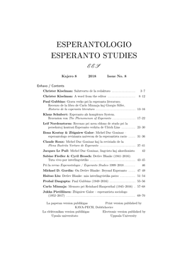 Esperantologio Esperanto Studies Ees