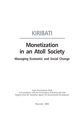 KIRIBATI Monetization in an Atoll Society Managing Economic and Social Change