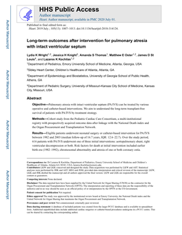 Long-Term Outcomes After Intervention for Pulmonary Atresia with Intact Ventricular Septum