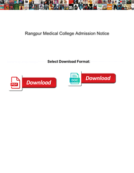 Rangpur Medical College Admission Notice