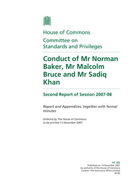 Conduct of Mr Norman Baker, Mr Malcolm Bruce and Mr Sadiq Khan
