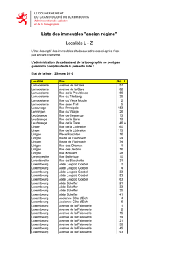 Liste Des Immeubles 