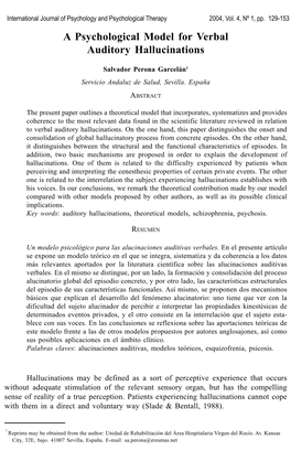 A Psychological Model for Verbal Auditory Hallucinations