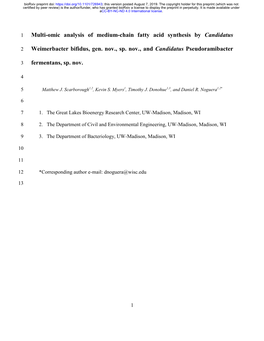 Multi-Omic Analysis of Medium-Chain Fatty Acid Synthesis by Candidatus