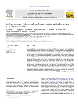 North Western Alps Holocene Paleohydrology Recorded by ﬂooding Activity in Lake Le Bourget, France