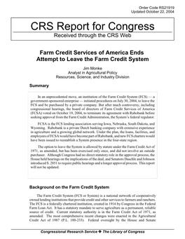 Farm Credit Services of America Ends Attempt to Leave the Farm Credit System