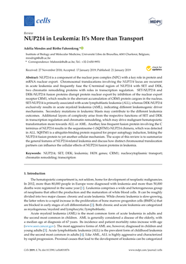 NUP214 in Leukemia: It's More Than Transport