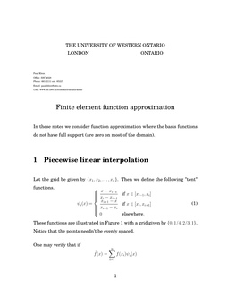 Finite Element Function Approximation 1 Piecewise Linear Interpolation