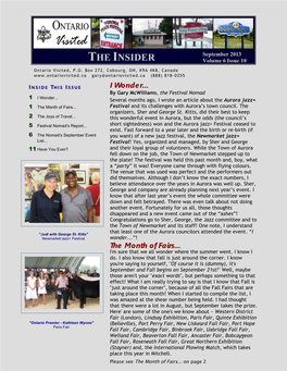 September 2013 Volume 6 Issue 10 Ontario Visited, P.O